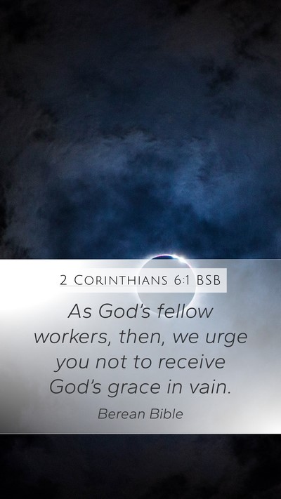 2 Corinthians 6:1 BSB Bible Verse Image