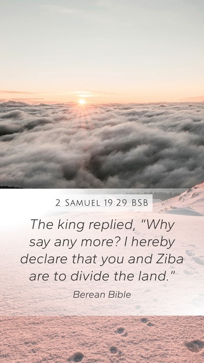 2 Samuel 19:29 BSB Mobile Phone Wallpaper - The king replied, “Why say any more? I hereby - Mobile Bible Verse Wallpaper