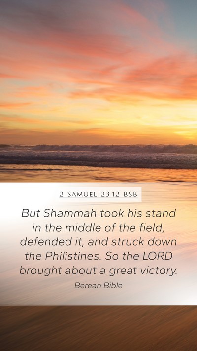 2 Samuel 23:12 BSB Mobile Phone Wallpaper - But Shammah took his stand in the middle of the - Mobile Bible Verse Wallpaper