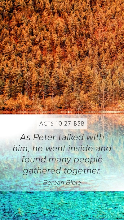 Acts 10:27 BSB Mobile Phone Wallpaper - As Peter talked with him, he went inside and - Mobile Bible Verse Wallpaper