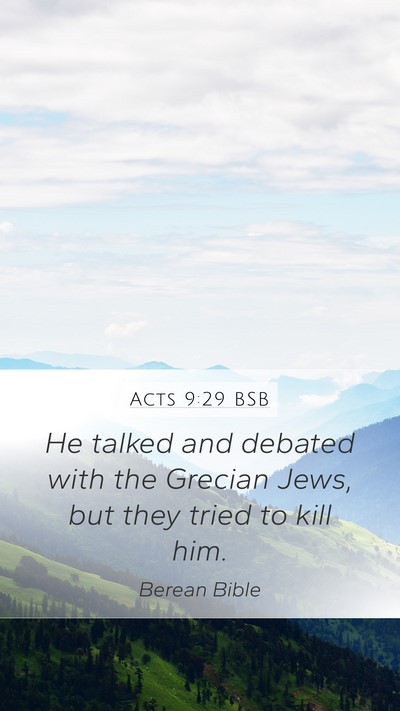 Acts 9:29 BSB Bible Verse Image