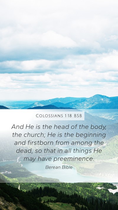 Colossians 1:18 BSB Bible Verse Image