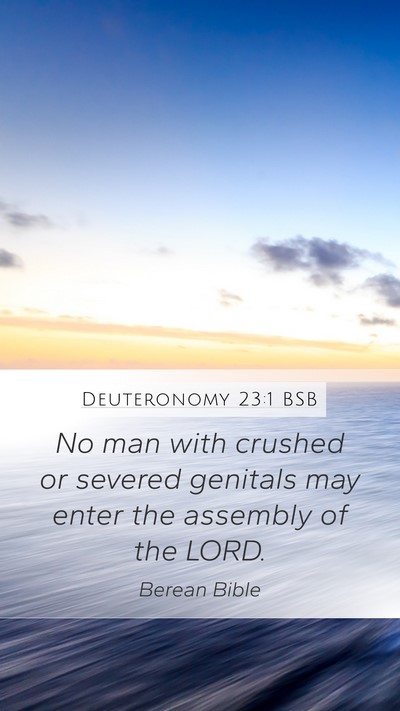 Deuteronomy 23:1 BSB Mobile Phone Wallpaper - No man with crushed or severed genitals may enter - Mobile Bible Verse Wallpaper