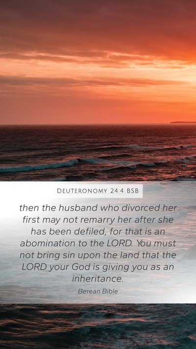 Deuteronomy 24:4 BSB Mobile Phone Wallpaper - then the husband who divorced her first may not - Mobile Bible Verse Wallpaper
