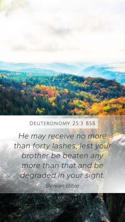 Deuteronomy 25:3 BSB Mobile Phone Wallpaper - He may receive no more than forty lashes, lest - Mobile Bible Verse Wallpaper