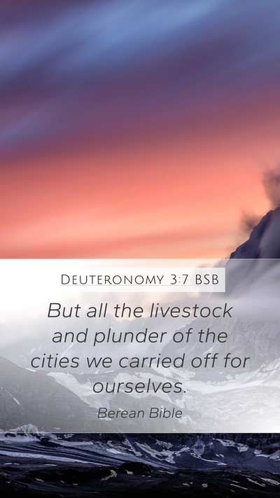 Deuteronomy 3:7 BSB Mobile Phone Wallpaper - But all the livestock and plunder of the cities - Mobile Bible Verse Wallpaper