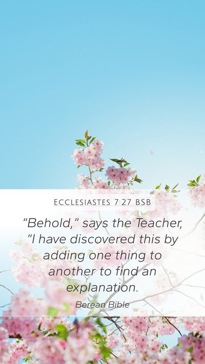 Ecclesiastes 7:27 BSB Bible Verse Image