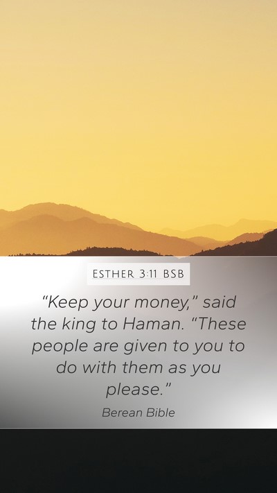 Esther 3:11 BSB Mobile Phone Wallpaper - “Keep your money,” said the king to Haman. - Mobile Bible Verse Wallpaper