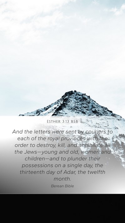 Esther 3:13 BSB Bible Verse Image