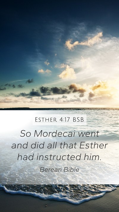 Esther 4:17 BSB Mobile Phone Wallpaper - So Mordecai went and did all that Esther had - Mobile Bible Verse Wallpaper