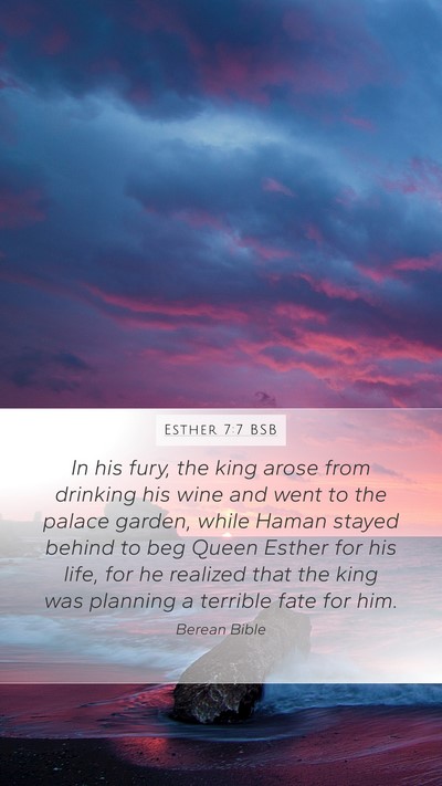 Esther 7:7 BSB Bible Verse Image