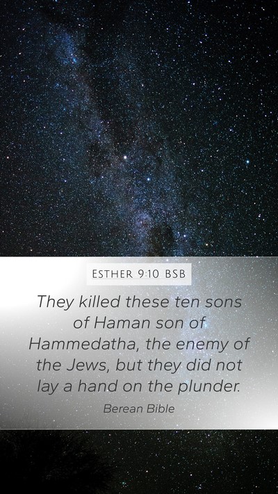 Esther 9:10 BSB Bible Verse Image