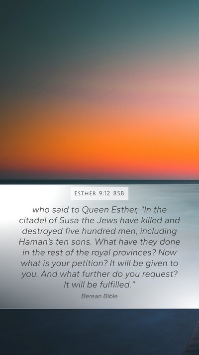 Esther 9:12 BSB Bible Verse Image