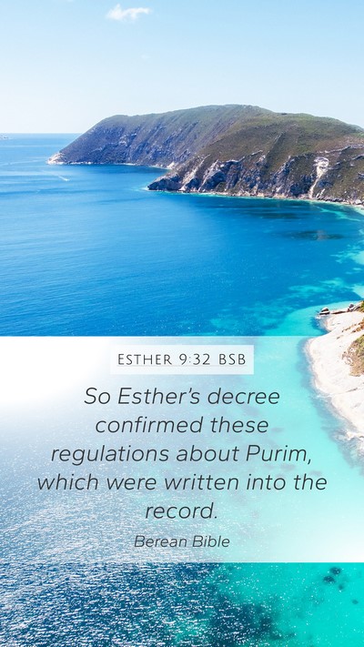 Esther 9:32 BSB Mobile Phone Wallpaper - So Esther’s decree confirmed these regulations - Mobile Bible Verse Wallpaper