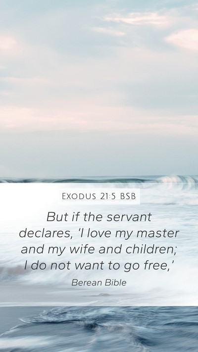 Exodus 21:5 BSB Mobile Phone Wallpaper - But if the servant declares, ‘I love my master - Mobile Bible Verse Wallpaper