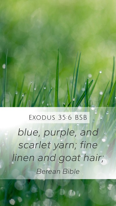 Exodus 35:6 BSB Mobile Phone Wallpaper - blue, purple, and scarlet yarn; fine linen and - Mobile Bible Verse Wallpaper