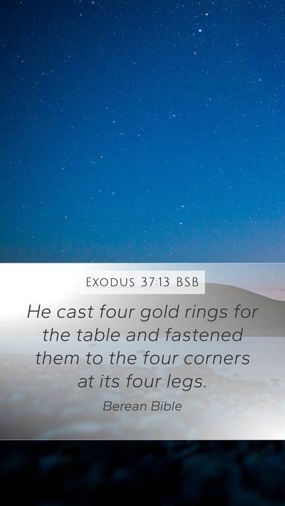 Exodus 37:13 BSB Mobile Phone Wallpaper - He cast four gold rings for the table and - Mobile Bible Verse Wallpaper