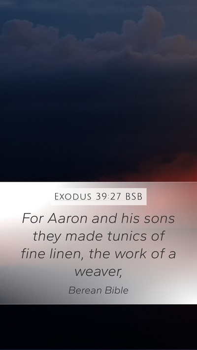 Exodus 39:27 BSB Bible Verse Image