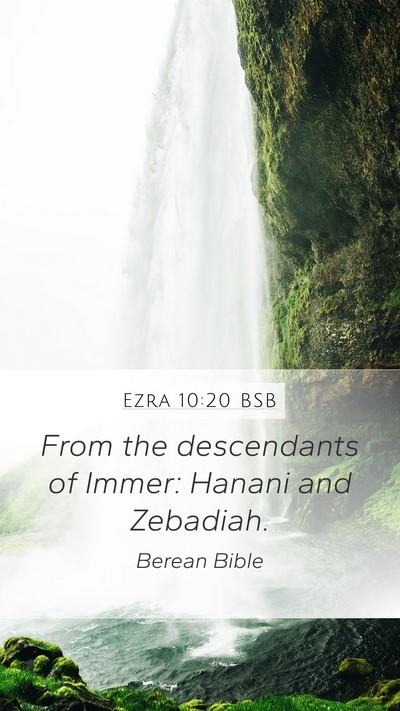 Ezra 10:20 BSB Mobile Phone Wallpaper - From the descendants of Immer: Hanani and - Mobile Bible Verse Wallpaper