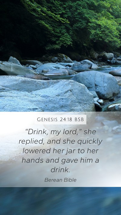 Genesis 24:18 BSB Bible Verse Image