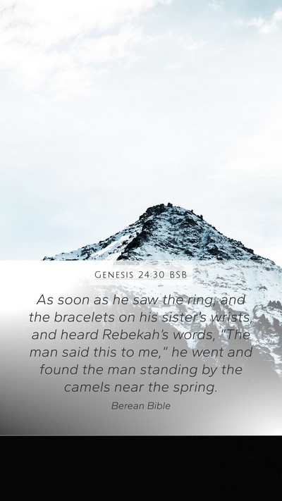 Genesis 24:30 BSB Bible Verse Image