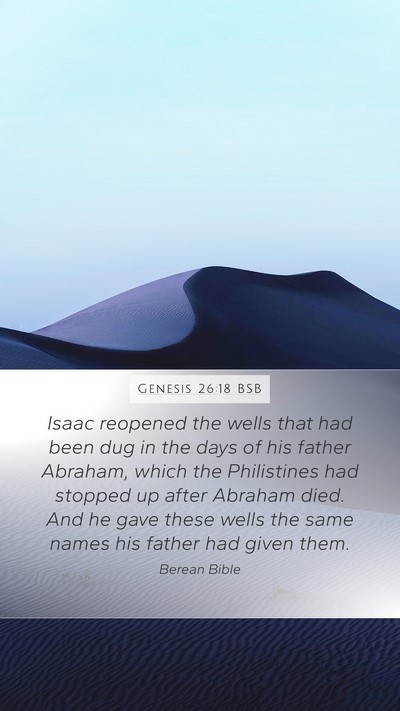 Genesis 26:18 BSB Mobile Phone Wallpaper - Isaac reopened the wells that had been dug in the - Mobile Bible Verse Wallpaper