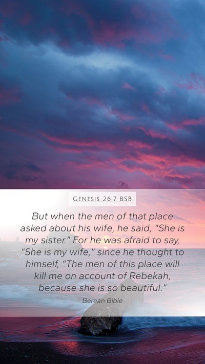 Genesis 26:7 BSB Bible Verse Image