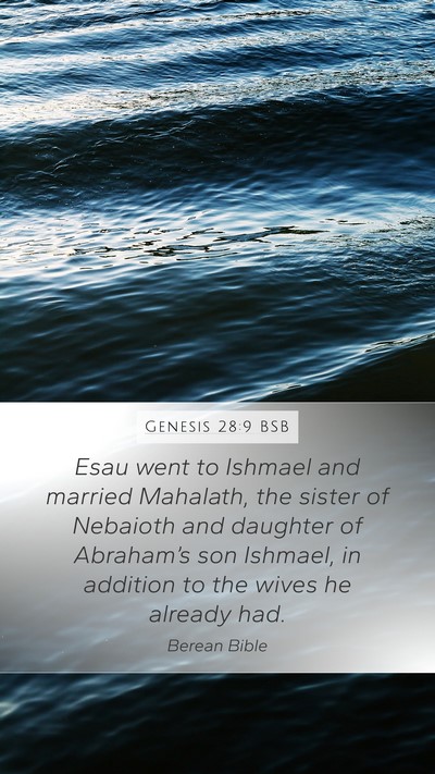 Genesis 28:9 BSB Bible Verse Image