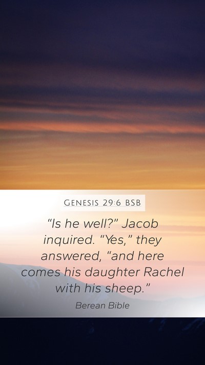 Genesis 29:6 BSB Bible Verse Image