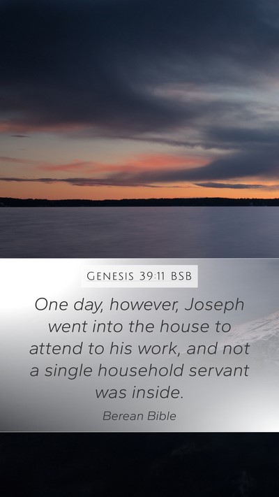 Genesis 39:11 BSB Mobile Phone Wallpaper - One day, however, Joseph went into the house to - Mobile Bible Verse Wallpaper