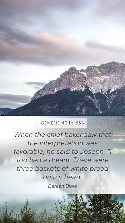 Genesis 40:16 BSB Mobile Phone Wallpaper - When the chief baker saw that the interpretation - Mobile Bible Verse Wallpaper