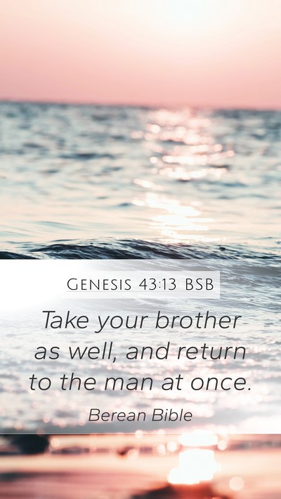 Genesis 43:13 BSB Mobile Phone Wallpaper - Take your brother as well, and return to the man - Mobile Bible Verse Wallpaper