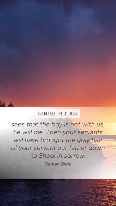 Genesis 44:31 BSB Bible Verse Image