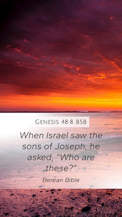 Genesis 48:8 BSB Mobile Phone Wallpaper - When Israel saw the sons of Joseph, he asked, - Mobile Bible Verse Wallpaper
