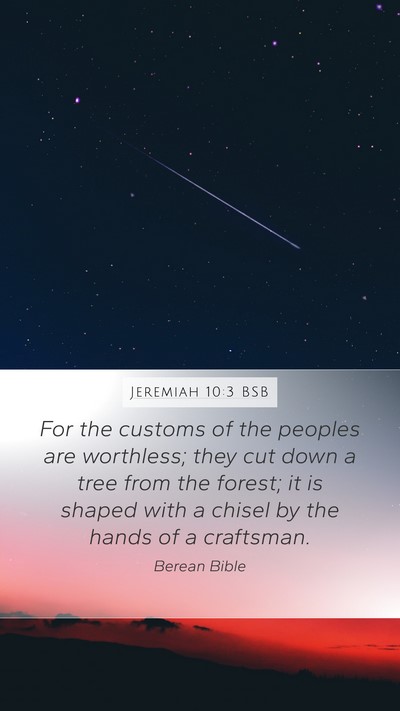 Jeremiah 10:3 BSB Bible Verse Image