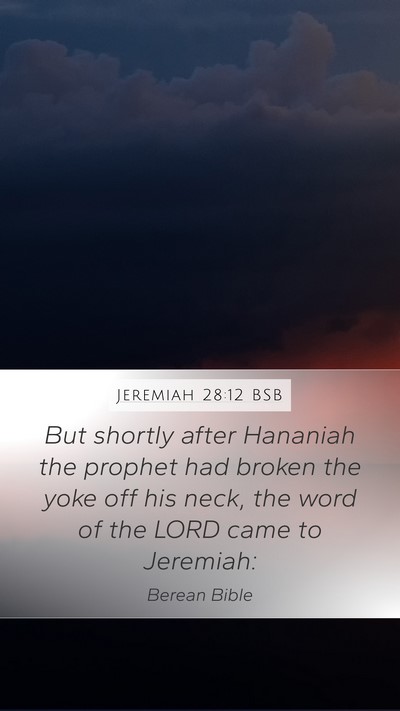 Jeremiah 28:12 BSB Mobile Phone Wallpaper - But shortly after Hananiah the prophet had broken - Mobile Bible Verse Wallpaper