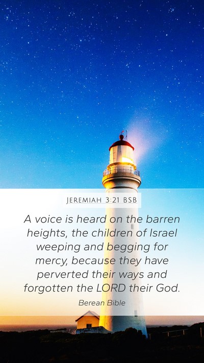 Jeremiah 3:21 BSB Mobile Phone Wallpaper - A voice is heard on the barren heights, the - Mobile Bible Verse Wallpaper