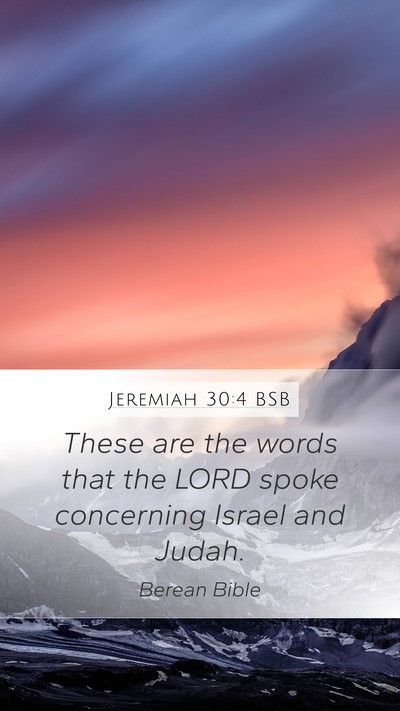 Jeremiah 30:4 BSB Mobile Phone Wallpaper - These are the words that the LORD spoke - Mobile Bible Verse Wallpaper