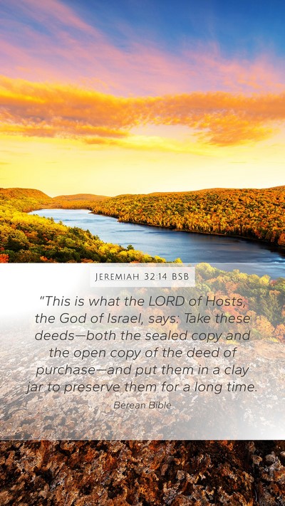 Jeremiah 32:14 BSB Mobile Phone Wallpaper - “This is what the LORD of Hosts, the God of - Mobile Bible Verse Wallpaper