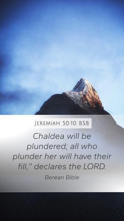 Jeremiah 50:10 BSB Mobile Phone Wallpaper - Chaldea will be plundered; all who plunder her - Mobile Bible Verse Wallpaper