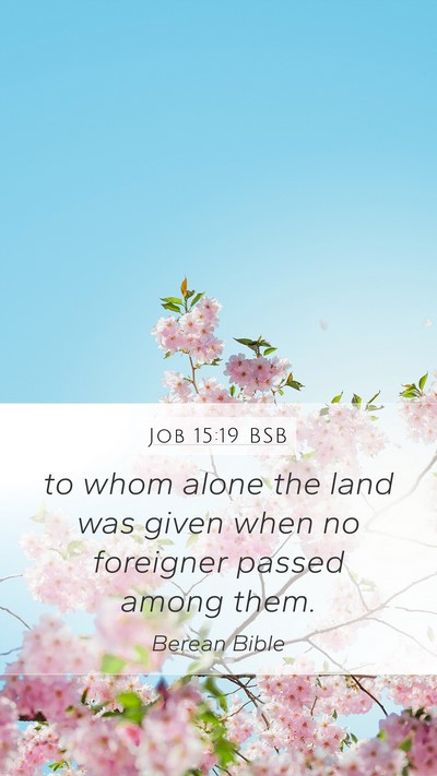 Job 15:19 BSB Mobile Phone Wallpaper - to whom alone the land was given when no - Mobile Bible Verse Wallpaper