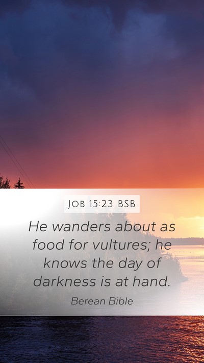 Job 15:23 BSB Mobile Phone Wallpaper - He wanders about as food for vultures; he knows - Mobile Bible Verse Wallpaper