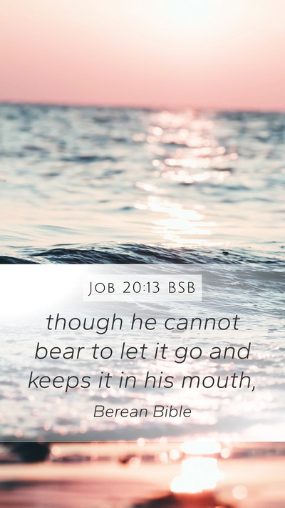 Job 20:13 BSB Mobile Phone Wallpaper - though he cannot bear to let it go and keeps it - Mobile Bible Verse Wallpaper