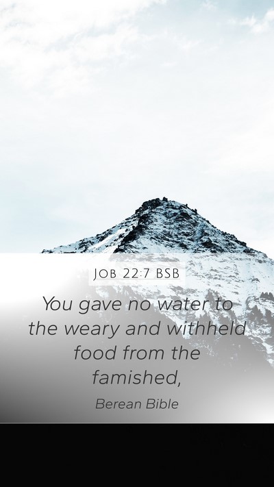 Job 22:7 BSB Mobile Phone Wallpaper - You gave no water to the weary and withheld food - Mobile Bible Verse Wallpaper