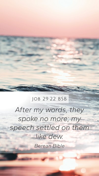 Job 29:22 BSB Mobile Phone Wallpaper - After my words, they spoke no more; my speech - Mobile Bible Verse Wallpaper