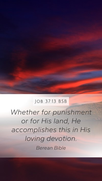 Job 37:13 BSB Mobile Phone Wallpaper - Whether for punishment or for His land, He - Mobile Bible Verse Wallpaper