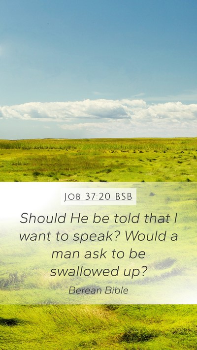 Job 37:20 BSB Mobile Phone Wallpaper - Should He be told that I want to speak? Would a - Mobile Bible Verse Wallpaper