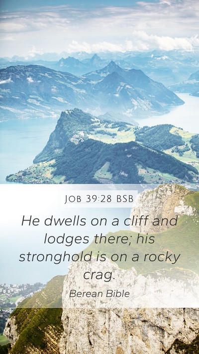 Job 39:28 BSB Mobile Phone Wallpaper - He dwells on a cliff and lodges there; his - Mobile Bible Verse Wallpaper