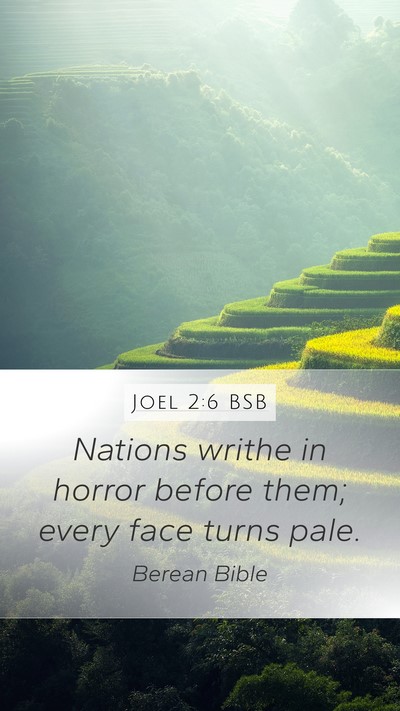 Joel 2:6 BSB Mobile Phone Wallpaper - Nations writhe in horror before them; every face - Mobile Bible Verse Wallpaper