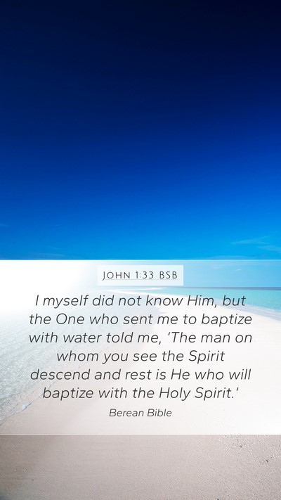 John 1:33 BSB Mobile Phone Wallpaper - I myself did not know Him, but the One who sent - Mobile Bible Verse Wallpaper